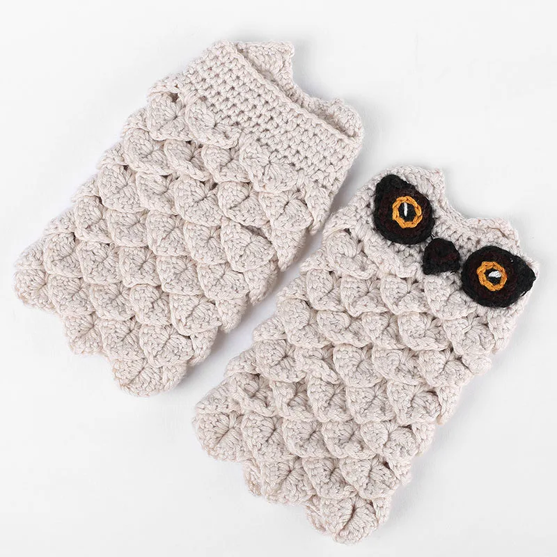 Adults And Children Winter Autumn Warm Hand Warmers Owl Knitted Gloves