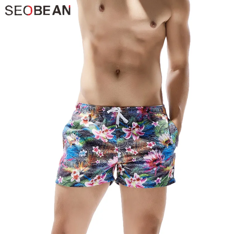 N857 SEOBEAN 6 цветов мужские популярные пляжные шорты мужские сексуальные купальные костюмы Плавки Спортивные штаны Фитнес Sunga
