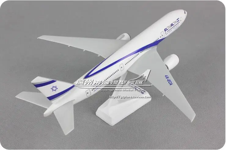 32 см пластиковая модель самолета Israel Airlines B777-200 1:200 4X-ECA модель самолета Isreal Airlines с подставкой в подарок