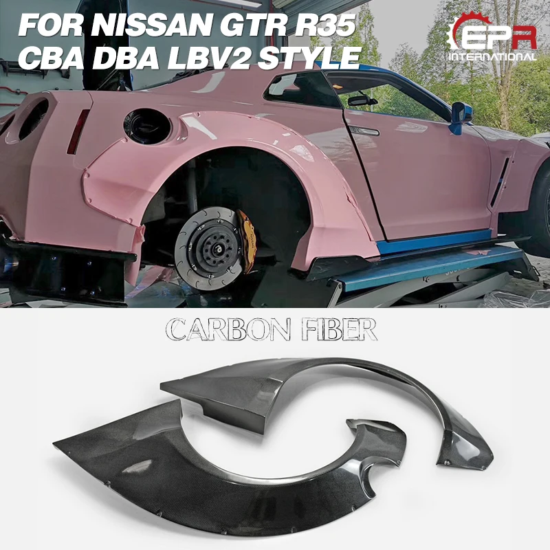 GT-R LBV2 стиль карбоновое волокно широкий заднее крыло глянцевая отделка колеса Арка вспышка с вентиляционным отверстием тюнинга воздуховод для Nissan GTR R35 08-16