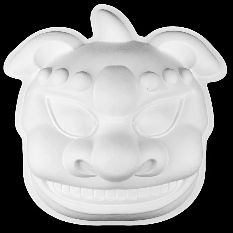 

Large Lion Head Small Auspicious Beast Pulp Mask Fine Art White Base Children DIY Lion Dance Dragon Boat Festival Color Painting