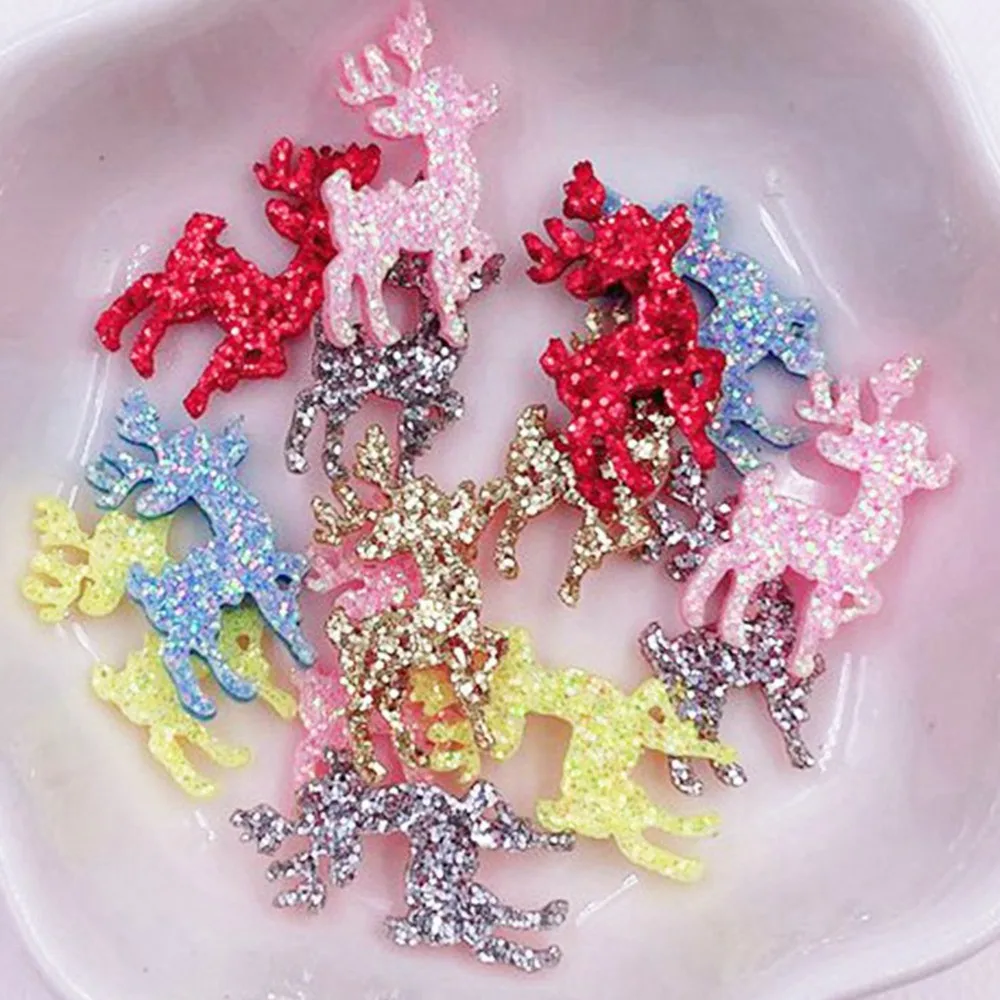 Felt Fabric Glitter Paillette Mini Deer Appliques Sewing Patch DIY