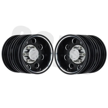 

2PCS High Quality CNC Metal Alloy Black Rear Wheel Rim For 1/14 Tamiya Tow Drag Trailer Truck Man Scania RC Car Upgrade Parts