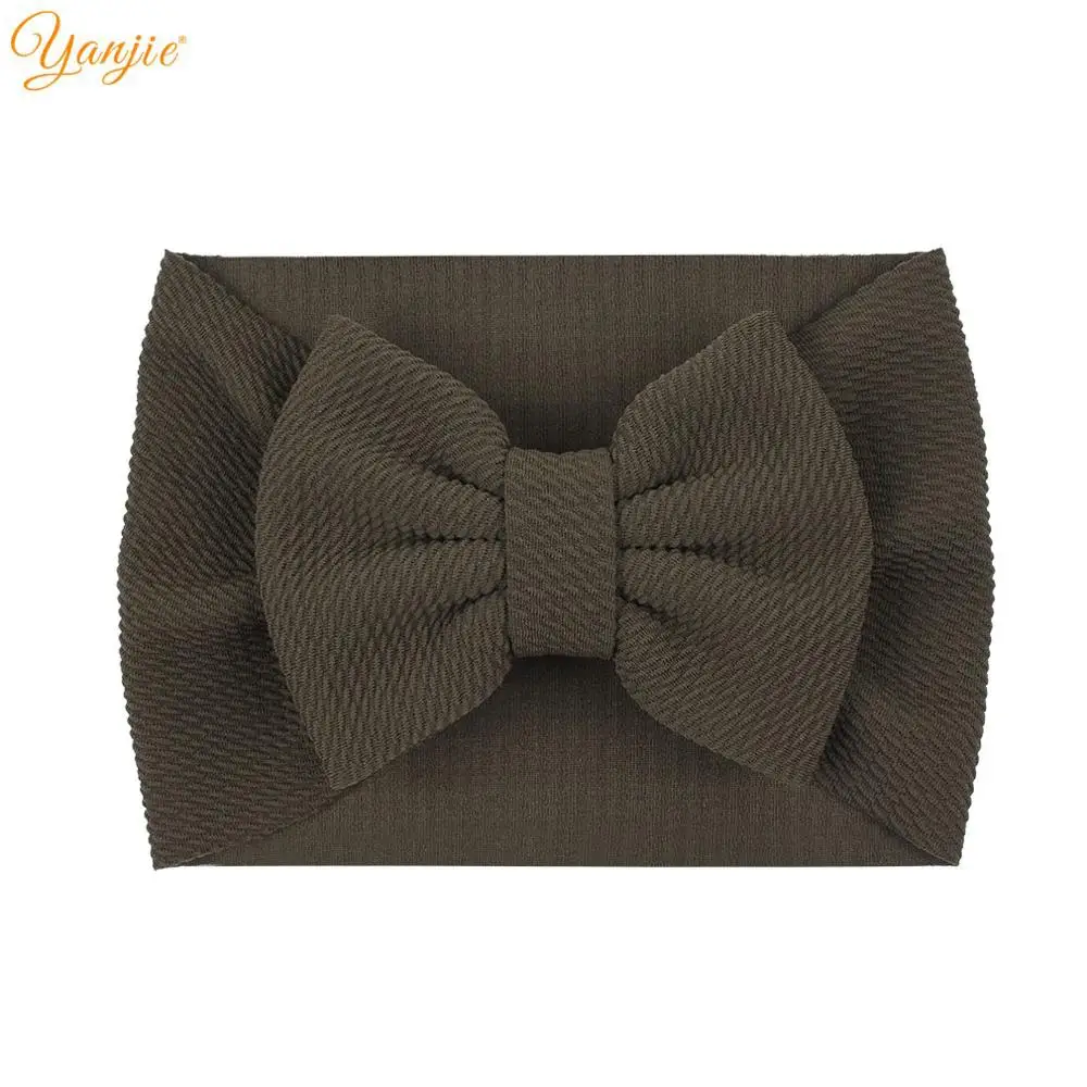 olive green Г. Осень-зима, большой бант для волос, повязка на голову, бант для волос для девочек, резинки для волос, цельный тюрбан, текстурированная повязка на голову, Детские аксессуары для волос - Цвет: olive green