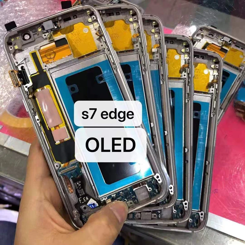 Super AMOLED дисплей для SAMSUNG Galaxy S7 Edge lcd кодирующий преобразователь сенсорного экрана в сборе с рамкой G935F G935A G9350 lcd