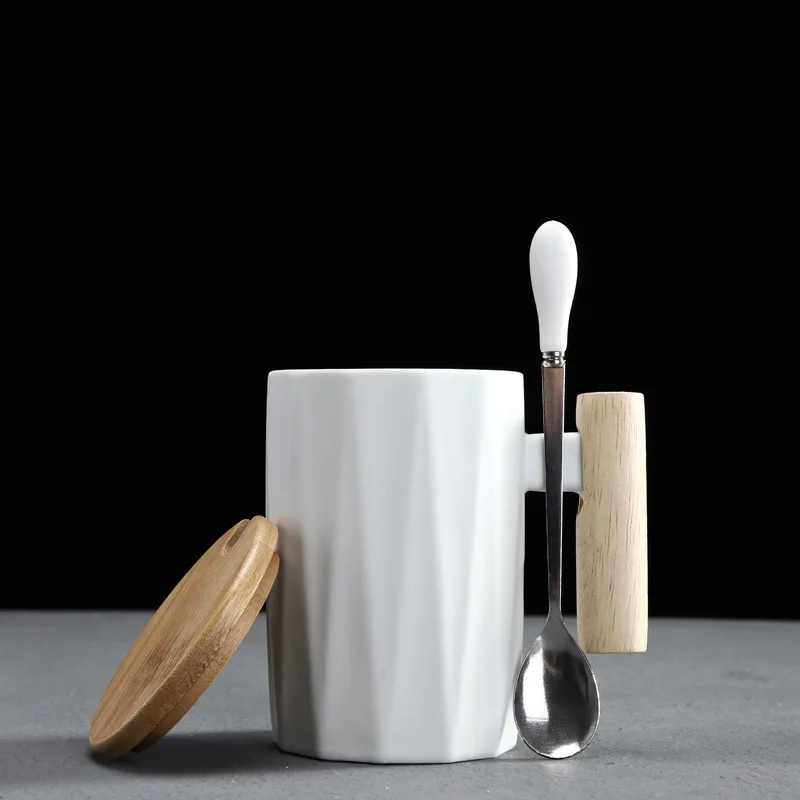 Керамическая кофейная кружка с крышкой и ложкой tazas de ceramica creativas кофейные кружки