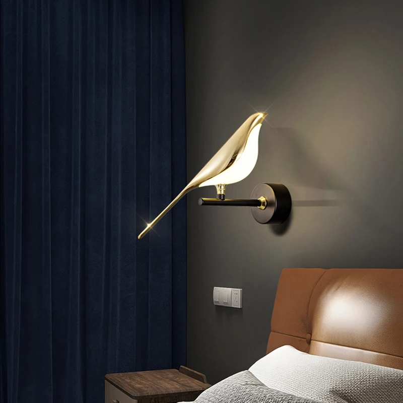 FKL Modern Bird Gold Chandelier Art Magpie LED For Living Room Dining Bedroom Home Decoration Indoor Lighting Fixtures