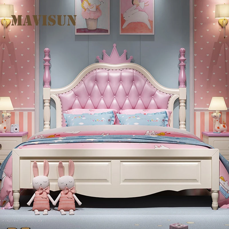 女の子のためのプリンセスベッド 女の子のための夢の城の城が付いたベッド シンプルなベッドリネン 無垢材のフレーム付きの風 寝室の家具 1 2m 子供用ベッド Aliexpress