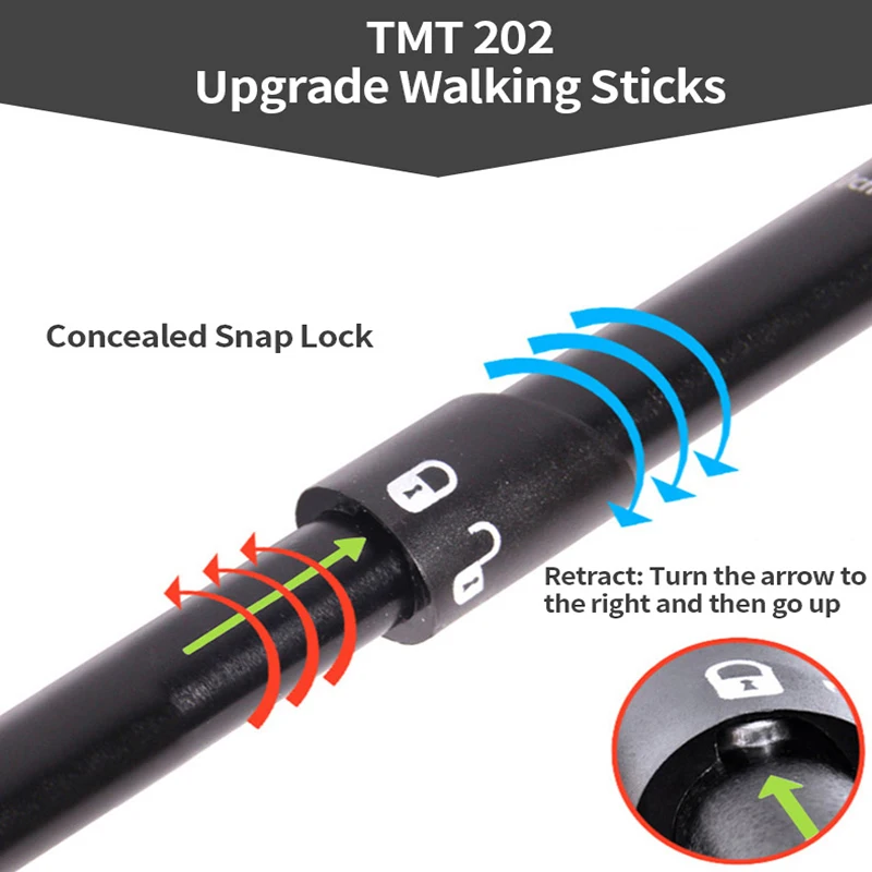 TMT Пятисекционный складной телескопическая скандинавские палки 7075 телескопическая палка дубинка палки для скандинавской ходьбы трость складной регулируемый откидной замок легкий альпинистский тростник ходьба