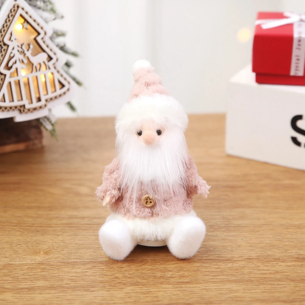 Santa Claus Розовая плюшевая Сидящая кукла Рождественская елка Санта Клаус Лось Снеговик подвеска настольная Декор Рождество год Рождественские украшения для дома - Цвет: Santa Claus