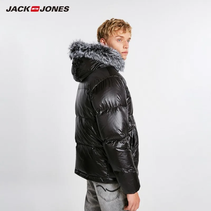 JackJones мужской зимний пуховик с капюшоном и воротником из лисьего меха 218412521