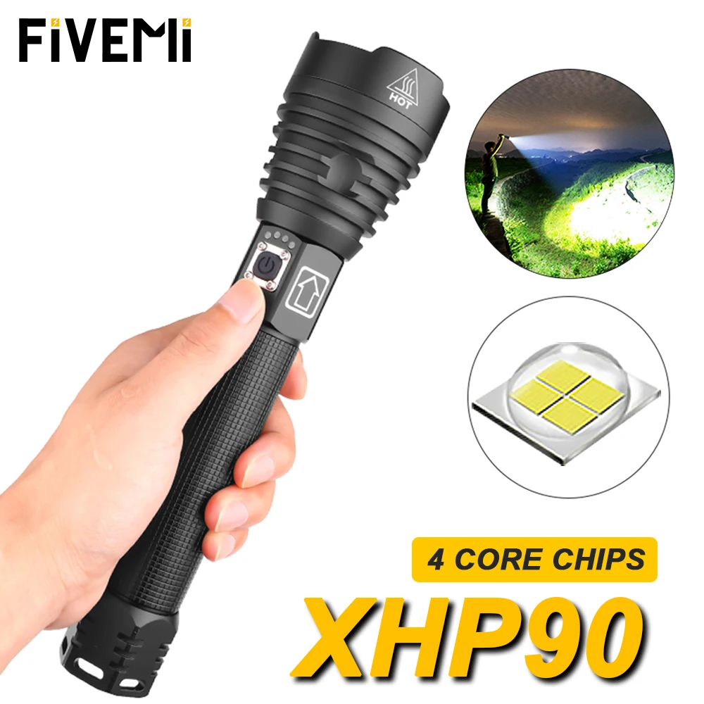 Супер яркий XHP90/70 2 светодиодный фонарик супер мощный фонарь USB Zoom лампа 18650 26650