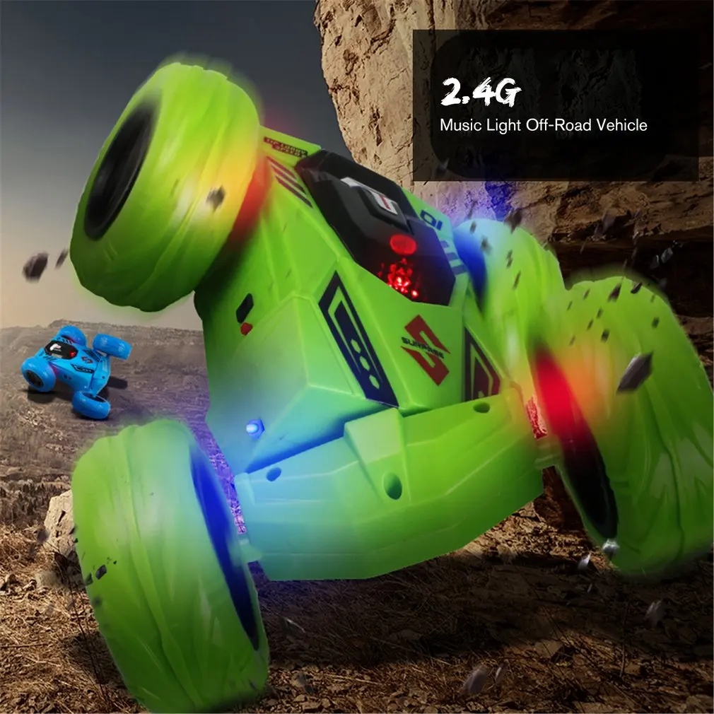 Трюк RC автомобиль 2,4G музыкальный светильник внедорожник 360 градусов вращающийся пульт дистанционного управления трюк гусеничный автомобиль детские игрушки подарки