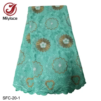 

Nigeria Swiss Voile Laces African Breathable Dry Lace Fabric High Quality 2019 Embroidery Cotton Lace Fabric SFC-20