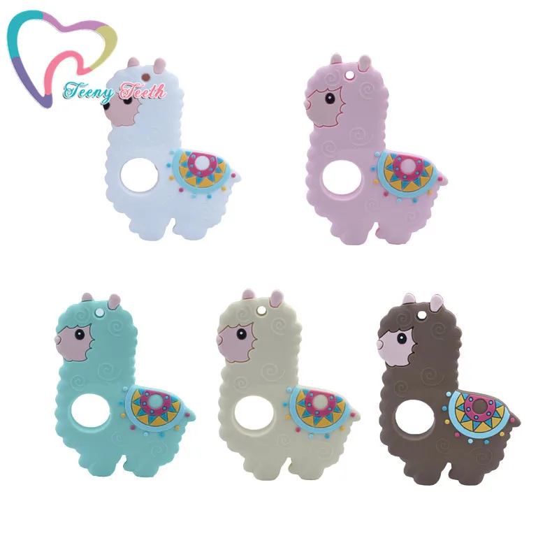 

2 PCS Cartoon Silicone Sheep Teether DIY Baby Animal Llama Rattle Chewing Pacifier Dummy Teething Montessori Sensory Alpaca Toy