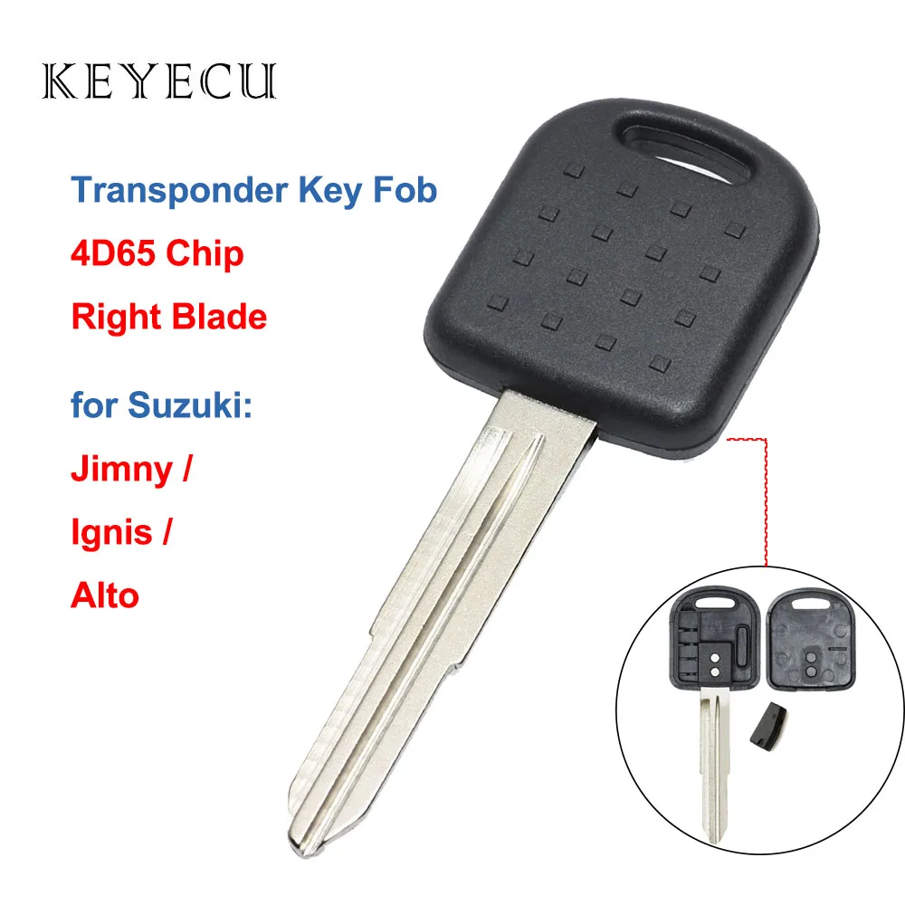 

Keyecu Replacement Transponder Key Fob With 4D65 Chip for Suzuki Alto Ignis Jimny Uncut Blank Right Blade