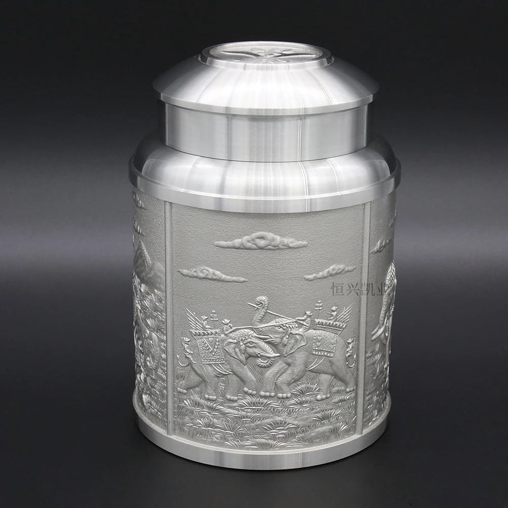 Восточный Pewter-Pewter контейнер для хранения чая-TPCL2-ручной резной красивый тисненый чистый Олово 97% бессвинцовый оловянный сделано в Таиланде