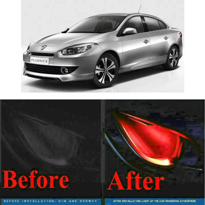 

4pc CF style stickers on cars interior inside door handle atmosphere lamp for renault MASTER FLUENCE alaskan avantime dokker