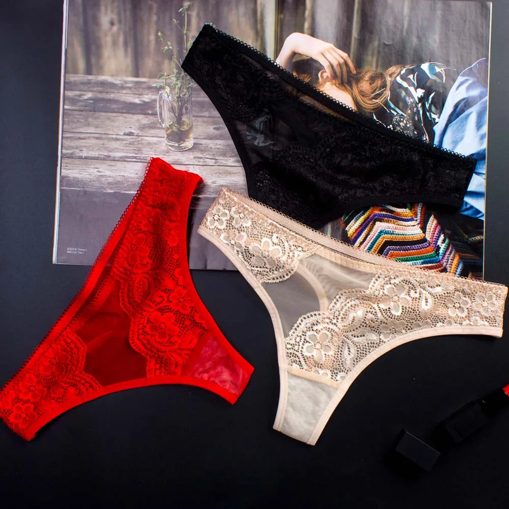 

Sexy Women Panties Transparent Lace Floral Briefs Female Intimates Lingerie Low Rise Pants Ultra-thin Women's Underwear