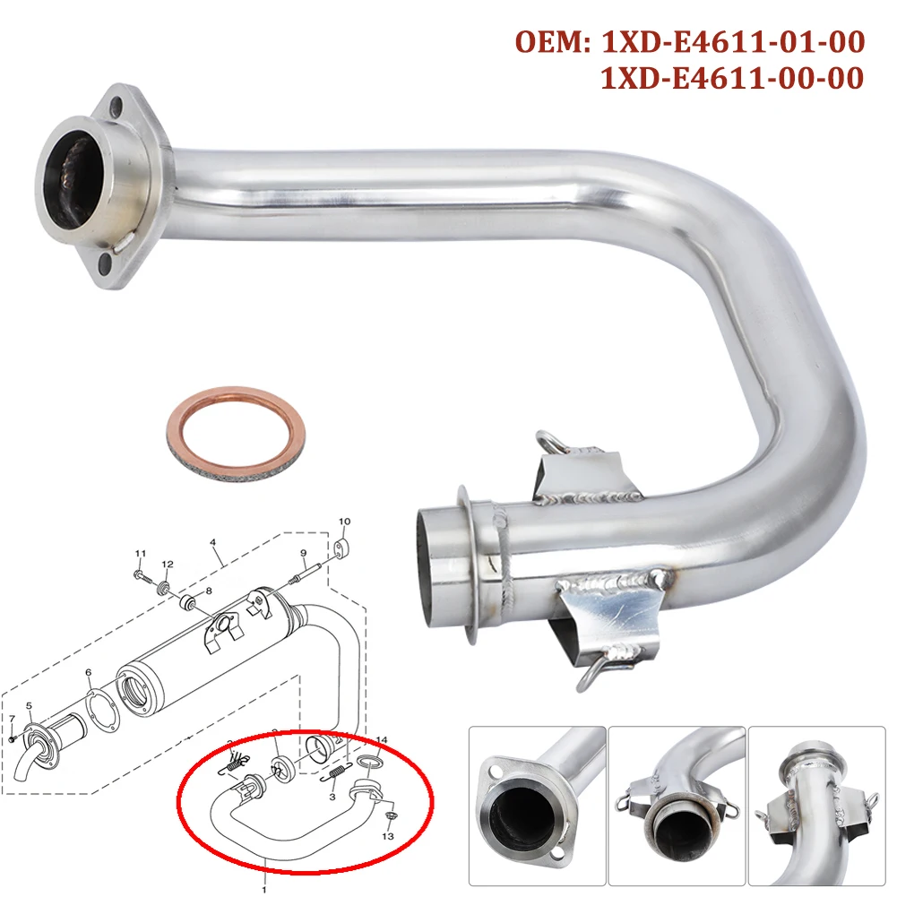 Compatible with Exhaust Muffler Pipe w/Gasket for Yamaha Viking 700 YXM700 4X4 2014 2015-2021 