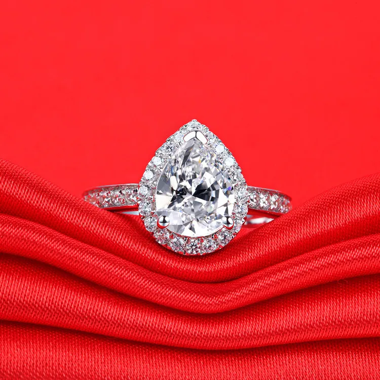 Серебряное кольцо, роскошное качество, 3 карата жемчужина, лучшее качество, NSCD синтетические драгоценные камни, обручальное кольцо, набор для женщин, свадебный набор, свадебный набор