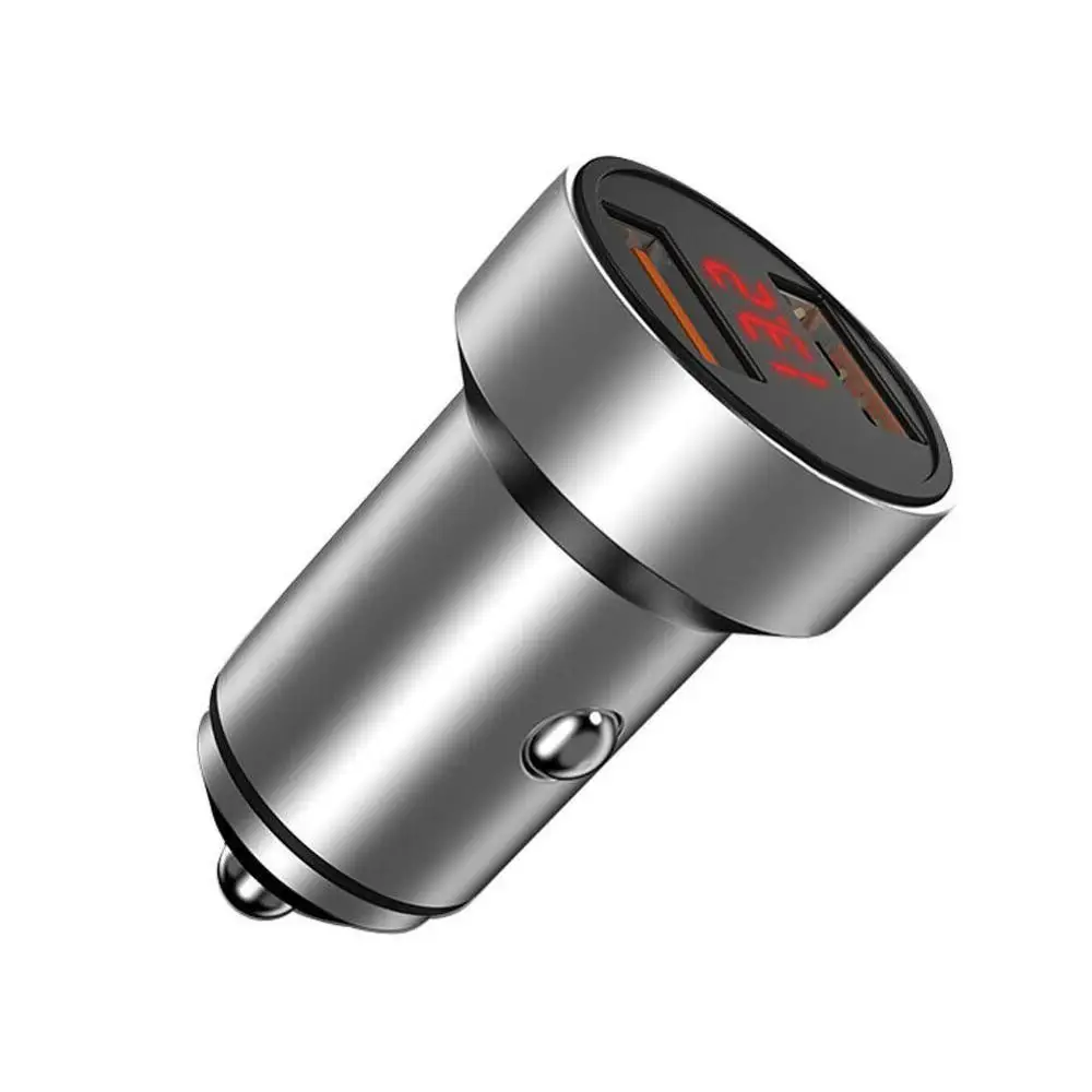 red USB Новое горячее автомобильное зарядное устройство usb type-C порт быстрая зарядка сплав светодиодный экран зарядное устройство для автомобиля зарядное устройство - Цвет: red USB
