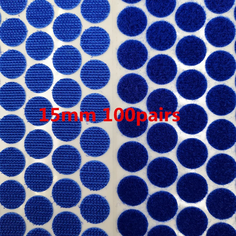Blue 15mm 100pair 15 мм многоцветная клейкая крепежная лента точки липкий крючок и петля Волшебная наклейка двухсторонняя круглая прочная самоклеящаяся 100 пар - Цвет: Blue 15mm 100pair
