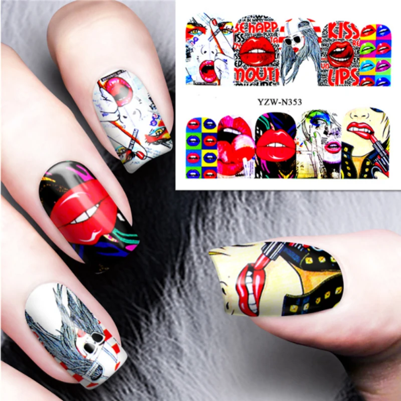 Поп дизайн наклейки для дизайна ногтей слайдер переводные воды классная