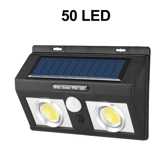 50 LED Открытый 180 светодиодный COB 3 режима Солнечная лампа PIR датчик движения 4000лм Солнечный настенный светильник Водонепроницаемый аварийный Сад Двор лампы - Испускаемый цвет: 50 LED