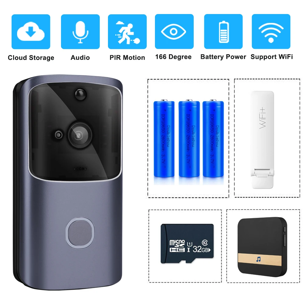 

ZILNK Smart Home Doorbell WIFI Wireless Video Intercom Door Bell Camera Monitor Battery Powered Remote Control iOS Android