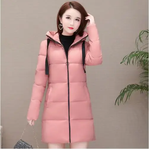 Pink Утепленный пуховик Parker, пальто, женская модная теплая куртка большого размера 6XL с капюшоном, женский пуховик средней длины, пальто для женщин - Цвет: Pink