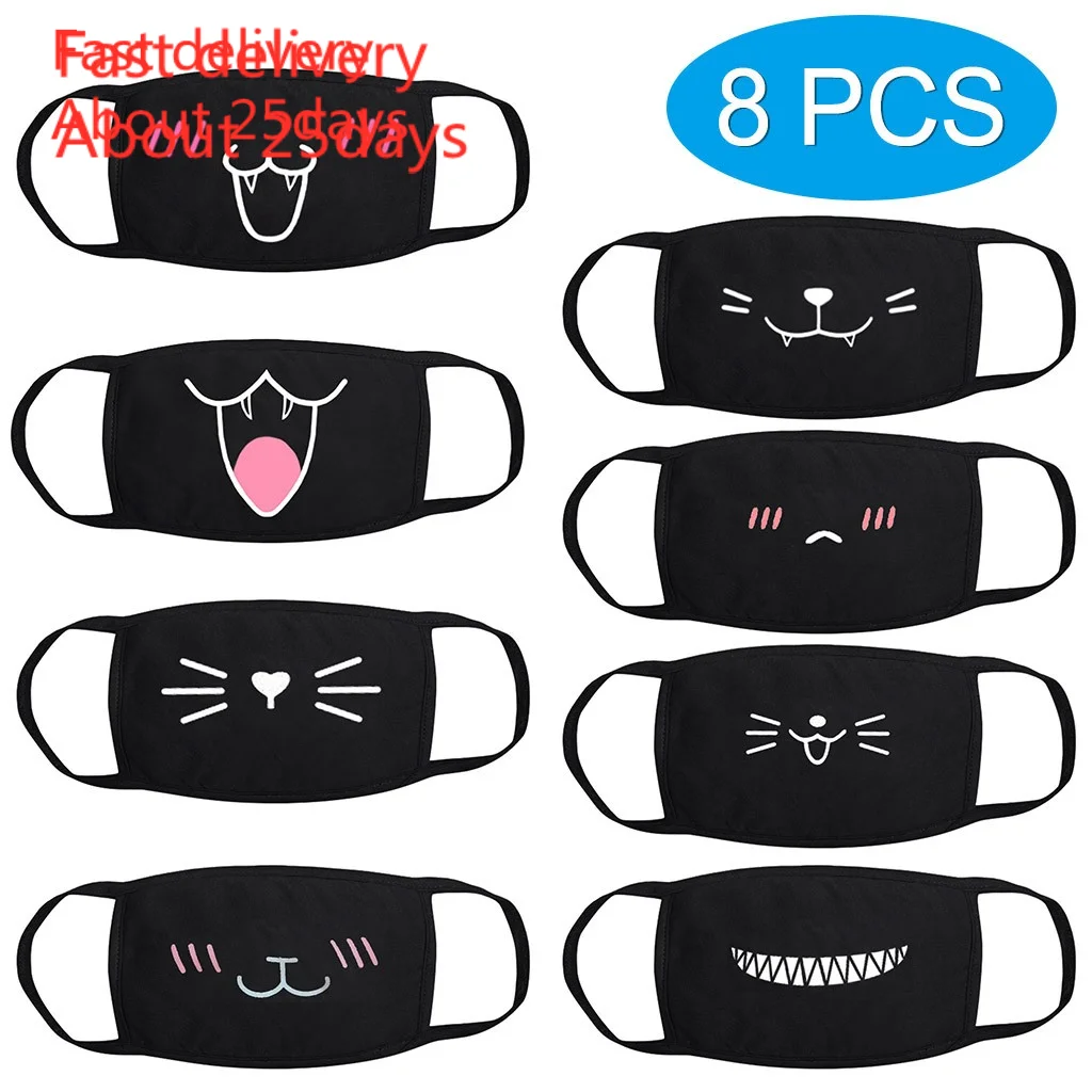 

Mouth Mask Anime Cartoon Pattern Face Masks Cotton Fabric Anti Dust Pollution Masks For Man Women Respirator Washable 8pcs
