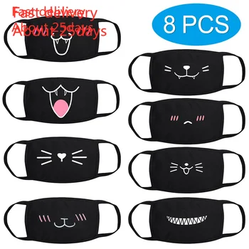 

Mouth Mask Anime Cartoon Pattern Face Masks Cotton Fabric protect Dust Pollution Masks For Man Women Respirator Washable 8pcs
