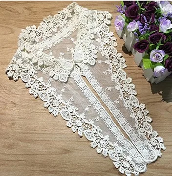 

Water-soluble pure cotton mesh embroidered collar finished shirt lace embroidered collar women's fake collar