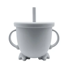 Bouteille de paille d'alimentation Portable à Double poignée pour bébé, verres à eau en Silicone pour apprendre à boire 