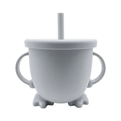 Baby Feeding Straw Bottle Portable Double Handle Water Drinkware Toddler Learning Drinking Silicone Sippy Cup