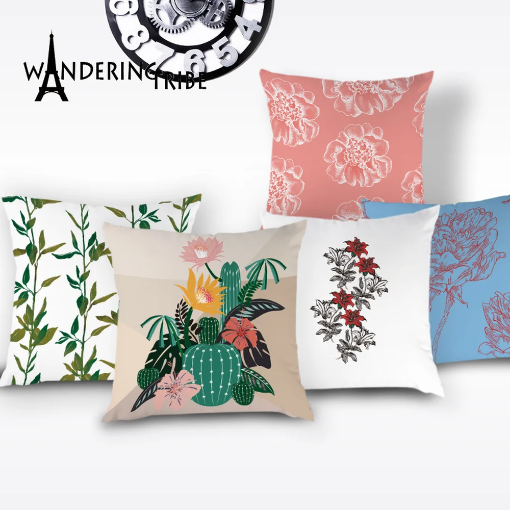 

Nordic Flower Pillow Cover Floral Plant Decorative Cushion Cases for Pillows Simple Sofa Home Decor Luxury Cushions Case Covers