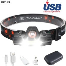 USB порт лобовой фары вспышки светильник головной светильник Перезаряжаемые 2 режима COB+ XPE LED Мощный с батареей лампы фонари Бег