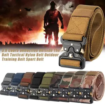 

Men Adjustable Military Belt Buckle Combat Waistband Tactical Belt Nylon Outdoor Metal Buckle Police Heavy Duty Training Hunting