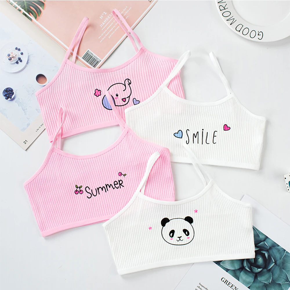 4Pcs Girl's Sport Bras Teens Brassiere Kids Underwear Cotton Girls