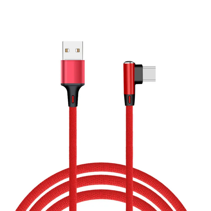 90 градусов usb type-C кабель для samsung a50 s10 s9 1 м Micro Usb кабель синхронизации данных провод для быстрой зарядки для Xiaomi Mi9 Redmi K20 - Цвет: Красный