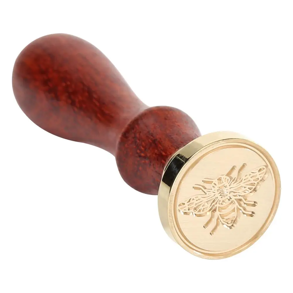 Bee Pattern Sealing Wax Stamp Antique Rosewood Handle Metal Envelope Personal Documents Wedding Decor Handmade Hobby DIY Tools wax seal stamp wax seal stamp set