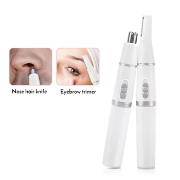 

2-in-1 Facial Hair Trimmer Nose Ear Hair Shaver Trimmer Eyebrow Scraper Safe Face Care Razor Cleaner for Men Women