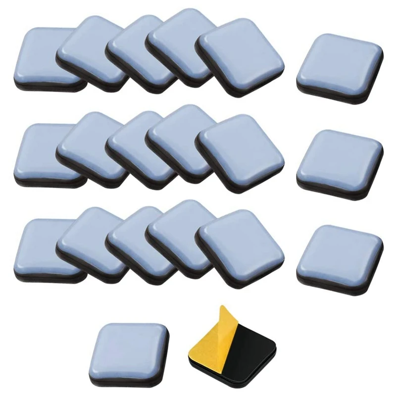 25 x 25 mm Teflon Gliders Self Adhesive Chair Leg Sliders for Carpet and Hard Wood Floors 20 PCS Round Square Furniture Glides