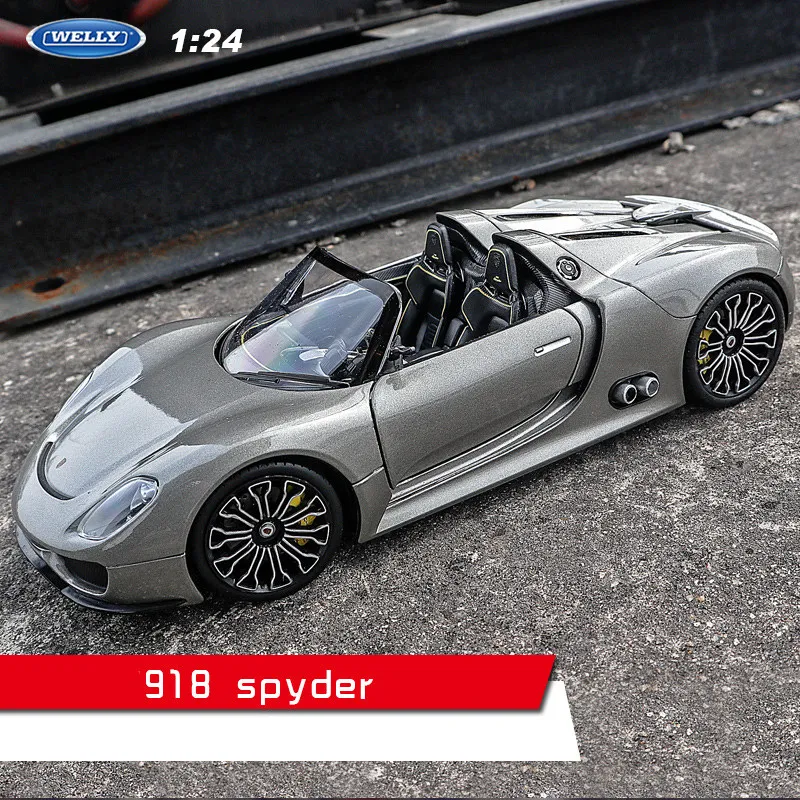 918 Spyder Welly 1:24 Porsche 918 модель автомобиля из сплава Модель автомобиля украшение автомобиля коллекция Подарочная игрушка Литье под давлением модель игрушка для мальчиков - Цвет: 918 Spyder