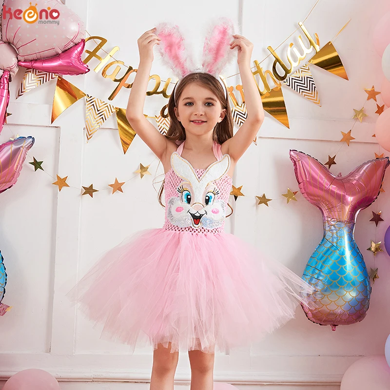 Abito Da Principessa Per Bambina In Cotone E Tulle Rosa, Fascia Età 2-7 Anni (Taglie 100-140)