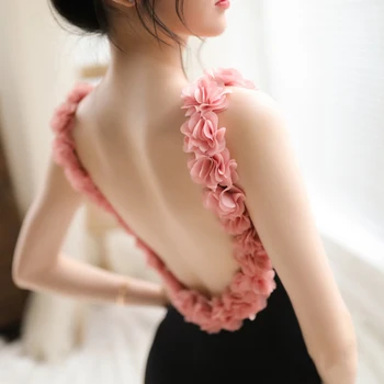 

Pink Lace Floral Erotic Sexy Lingerie Babydolls Pajamas Women Underwear Nightwear Jumpsuit