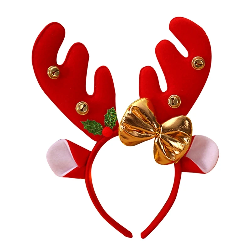 Christmas Reindeer Antler Headband With Red Rudolph Nose Xmas Party Costumes Headwear Accessories Gifts Christmas Decorations