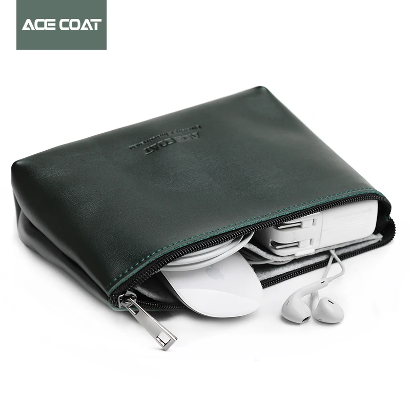 Сумка для мыши ACECOAT из спилковой кожи чехол хранения беспроводной адаптера