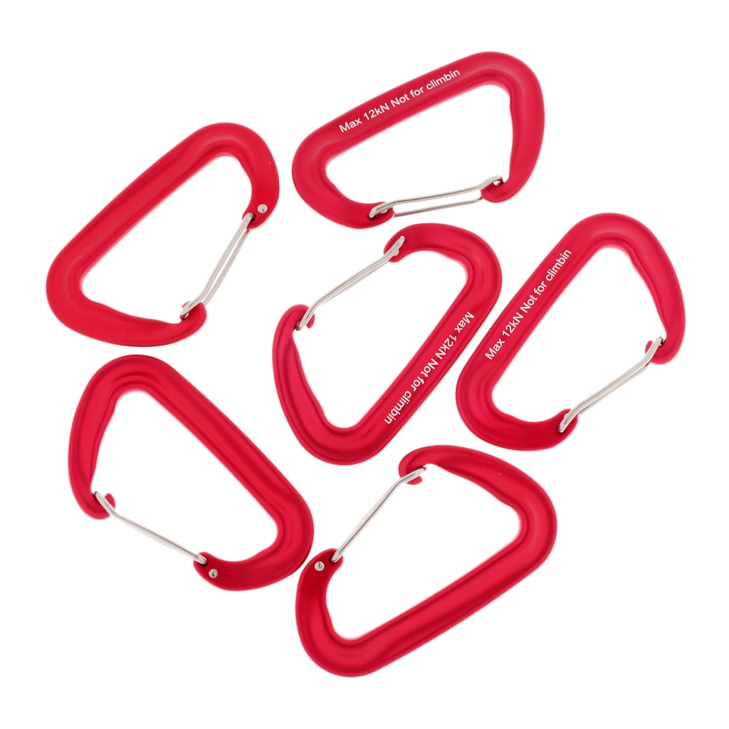 6 Pieces 12KN Aluminum Wire Gate Carabiner for Hammock Camping Hiking 12KN/ 2600lbs